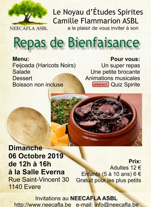 Repas de Bienfaisance le 06 octobre 2019